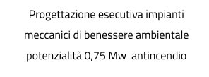 Progettazione esecutiva impianti meccanici di benessere ambientale potenzialità 0,75 Mw  antincendio